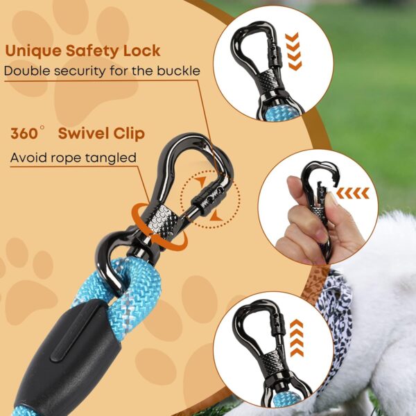 Long Dog Leash for Dog Training 16FT/30FT/50FT/100FT, Reflective Dog Leash with Lockable Hook, Heavy Duty Dog Lead Tie Out Rope for Large Medium Small Dogs Outside Walking, Playing, Camping, or Yard - Image 4