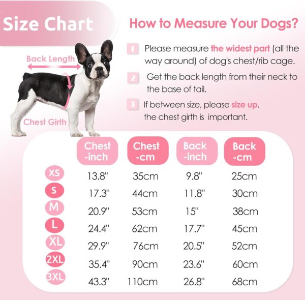 AOFITEE Dog Coat, Warm Dog Jacket Dog Winter Coats, Reflective Turtleneck Dog Fleece Vest with Harness Built in, Waterproof Windproof Dog Snow Jacket Snowsuit for Small Medium Large Dogs, Pink XS - Image 5