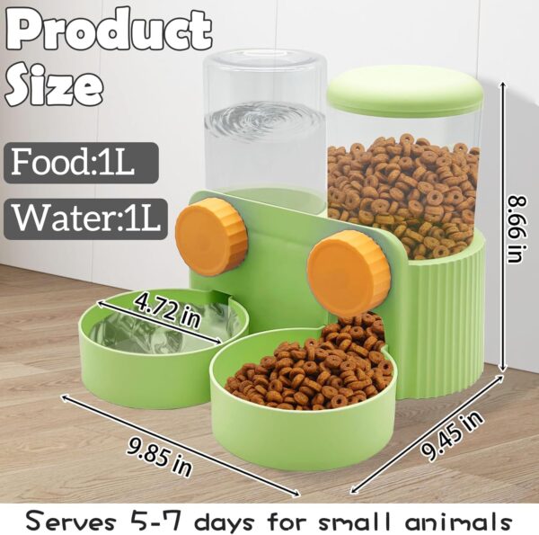 kathson Hanging Automatic Pet Food Water Dispenser,Cat Food and Water Dispenser Set Rabbit Water Dispenser Small Animal Feeding&Watering Supplies for Small Cats Dogs,Rabbits,Ferrets(Green) - Image 2