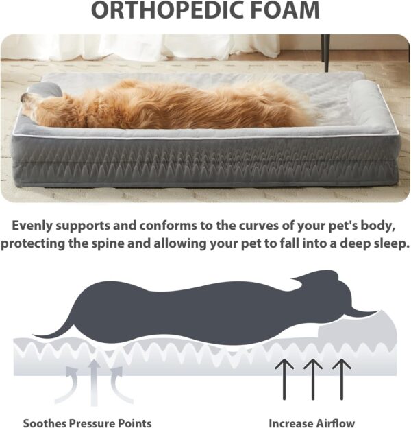 Orthopedic Dog Beds Large Sized Dog, Waterproof Large Dog Bed with Sides, Washable Couch Dog Bed with Removable Pillow Cover and Anti-Slip Bottom, Pet Bed for Large Dogs. - Image 3