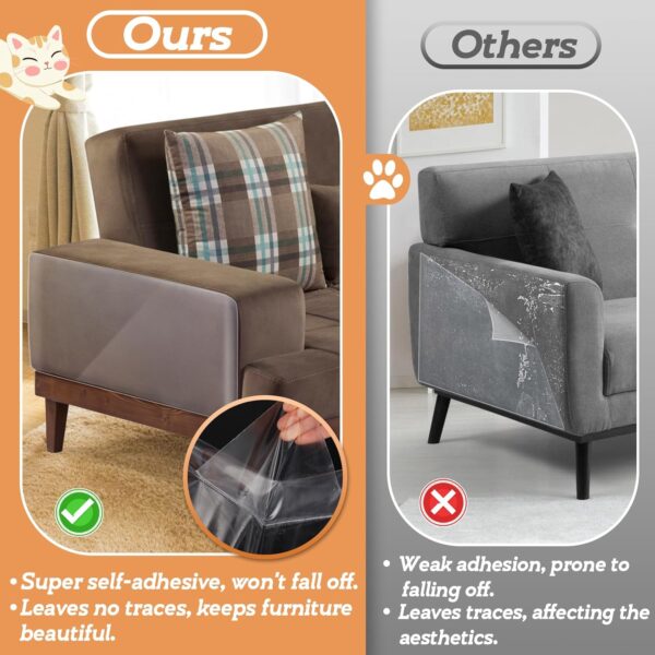 9.8ft x 13.8in Cat Scratch Furniture Protector - Thicken Self-Adhesive Couch Protector for Cats, Easy to Cut & Residue Free Anti Cat Scratch Tape for Protecting Sofa Door from Claws - Image 4