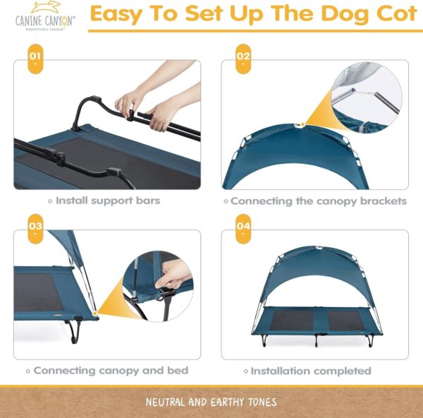 42 Inch Elevated Cooling Large Dog Bed with Removable Canopy, Raised Dog Beds for Large Dogs with Washable Breathable Mesh, Dog Cot for Big Dogs, Indoor/Outdoor Dog Bed with Canopy - Image 6