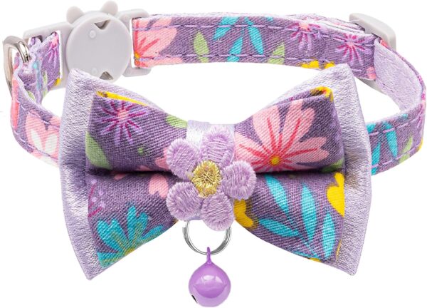 Cat Collars,HYQHYX Floral Bow Collar with Bell, Removable Cat Collar with Tie, Cute cat Collar for Cats and Puppies