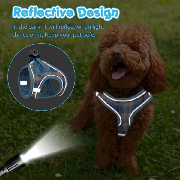 Dog Harness for Small Dogs,Small Dog Harness Puppy Harness Breathable Mesh Reflective Adjustable Safety Buckle XS Dog Harness Puppy Harness and Leash Set(Blue&XS) - Image 5