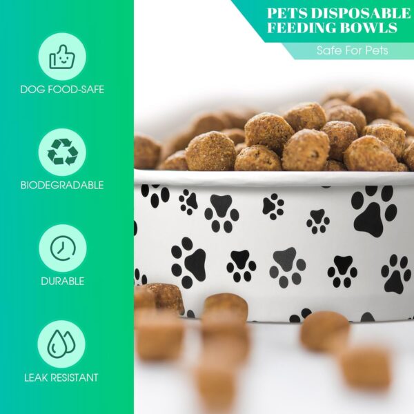 30 Pieces Disposable Dog Bowls Small Pet Feeding Bowls with Printed Pattern Dog Dishes for Small Dogs Pet Paper Food Bowls Travel Bowls for Feeding Dogs and Cats Puppies Dry Wet Food Water (12 oz) - Image 3