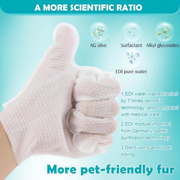 PETHous Pet Glove Wipes for Dogs & Cats, | Cleaning & Deodorizing-Grooming Gloves | Pet Bathing Wipes，Pet Care-Rinse Free, Hypoallergenic, Nourish Fur Glove Wipes for Daily Care and Traveling -6 PCS - Image 7