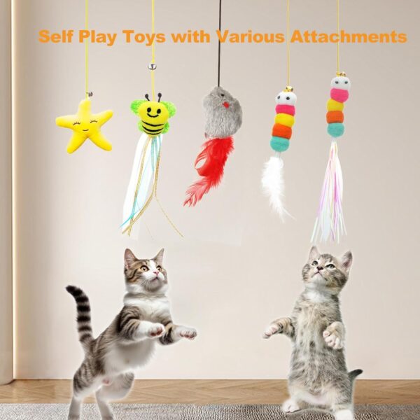 Cat Toys, Interactive Cat Feather Toy for Indoor Cats, 2PCS Suction Cup with Feather Replacement for Kitty, 6PCS Hanging String Cat Toys for Kitty Cats Play Chase Exercise. - Image 5