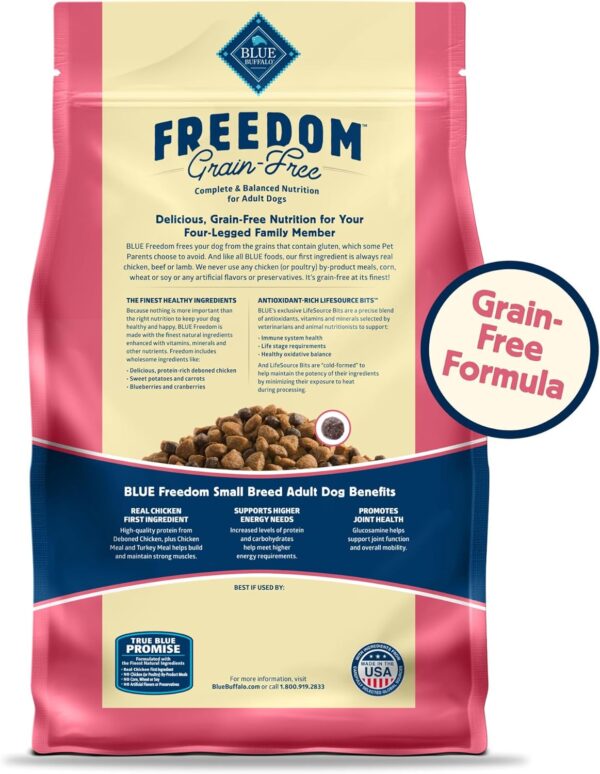 Blue Buffalo Freedom Grain-Free Small Breed Dry Dog Food, Supports High Energy Needs, Made in the USA With Natural Ingredients, Chicken & Potatoes, 11-lb. Bag - Image 2