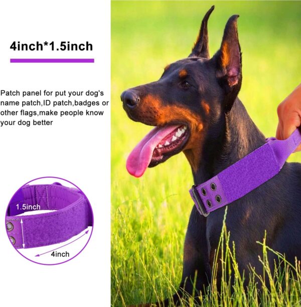 Reflective Dog Collar Tactical Dog Collar Heavy Duty Dog Collar with Control Handle and Metal Buckle for Dog Training(Large, Purple) - Image 6