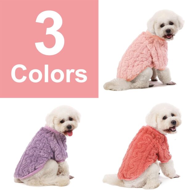 Dog Sweater, 3 Pack, Small, Polyester, Pink, Purple, Rose Red, Warm Clothes for Winter Christmas, Unisex, Small Breeds, Pull On, Classical Style - Image 3