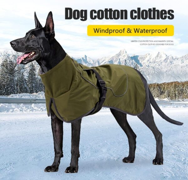 Dog Raincoat - Waterproof Dog Winter Jackets Windproof Coat with Velvet Inner Winter Dog Rain Coat with Reflective Strip,Green S - Image 2