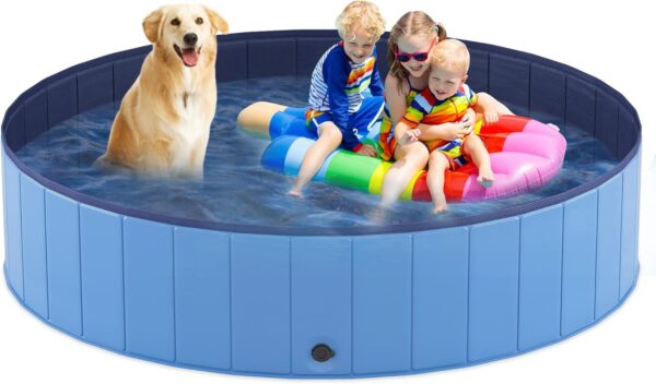 Heeyoo Foldable Dog Pool, Portable Hard Plastic Dog Swimming Pool， Outdoor Collapsible Pet Bathing Tub for Pets Dogs and Cats, 79 x 12 Inches