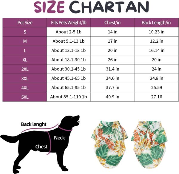 Hawaii Dog Shirt, Pet Summer T-Shirts Dog Style Floral Breathable Cool Clothes Hawaiian Shirts for Small Dogs and Cats Owner and Pet Shirts are Sold Separately - Image 6