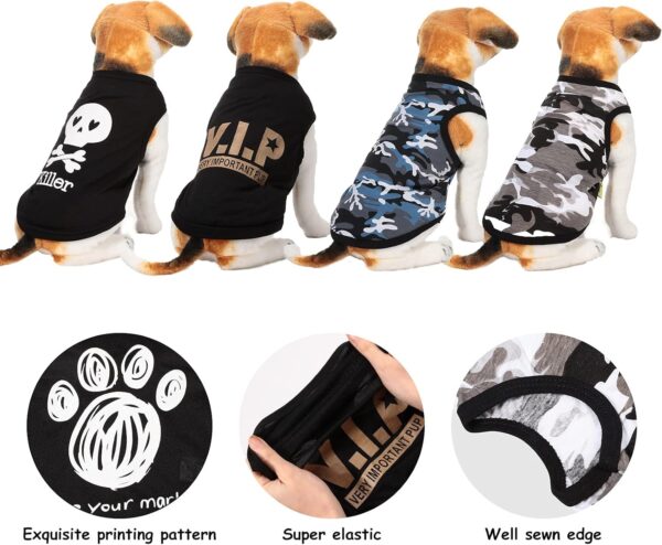 8 Pieces Dog Boy Summer Shirt Dog Camo Shirts Sleeveless Printed Pet Shirt Puppy Camouflage T-Shirt Breathable Puppy Vest Clothes Pet Apparel for Small to Medium Dog Puppy Cat (X-Small) - Image 5