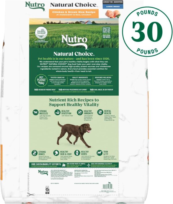 Nutro Natural Choice Adult Large Breed Dry Dog Food, Chicken and Brown Rice Recipe, 30 lbs. - Image 2