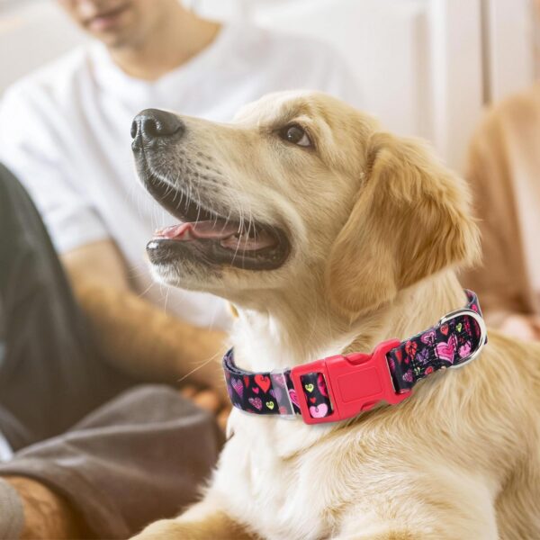 Dog Collar for Small Dogs with Cute Heart Patterns for Girl & Boy Dogs, Adjustable Soft Pet Collar with Safety Buckle for Small Medium Large Dog (Heart S) - Image 6