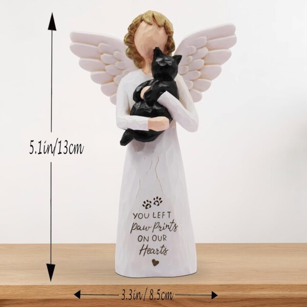 Cat Memorial Gifts, Pet Cat Remembrance Gifts, Loss of Cat Sympathy Gifts for Cat Mom, Passed Away Cat Gifts, Hand-Painted Figurines Angel Cat (Black) - Image 4