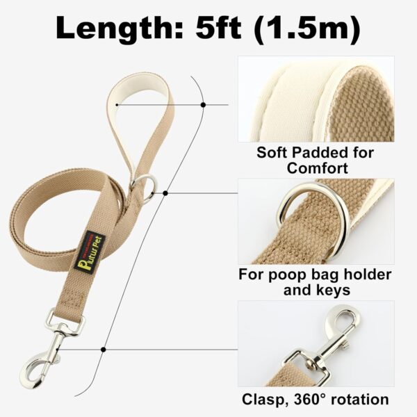 Plutus Pet Cotton Dog Harness and Leash Set, Reflective and Soft Padded, Quick Fit Vest Harness, for Small, Medium and Large Dogs, Beige, M - Image 6