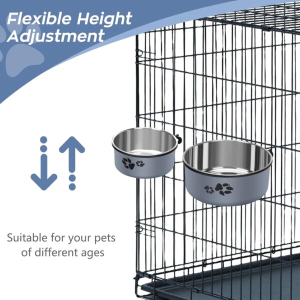 2 Pack Kennel Water Bowl, Stainless Steel Dog Crate Water Bowl No Spill, Hanging Dog Bowls for Kennel Cage Crate, Metal Pet Food Water Bowl Feeder for Medium Large Dogs - Image 4