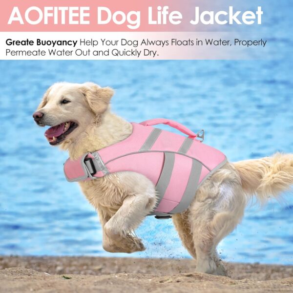 AOFITEE Dog Life Jacket XL, High Flotation Dog Life Vest for Swimming, Reflective Dog Safety Vest Dog Flotation Vest, Dog Life Jacket Large with Rescue Handle, Adjustable Dog Lifesaver for Pool Beach - Image 4