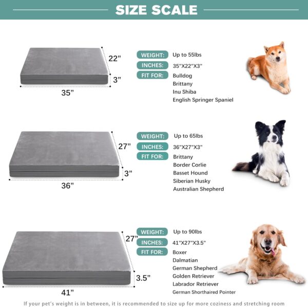 Vonabem Waterproof Dog Beds Large Medium Sized Dogs, Washable Dog Bed with Removable Cover, Orthopedic Foam Pet Bed,Dog Crate Bed Mattress, Anti-Slip Kennel Pad 36 inch, 35"x22", Gray - Image 7