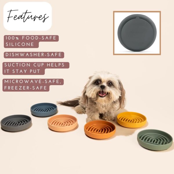 The Slowdown Bowl - Silicone Slow Feeder for Dogs & Puppies, Slow Eating, Modern Lick Mat Design, Reduces Gulping, Dishwasher Fit, for All Breed, Mealtime Challenge, Small-Spruce - Image 3