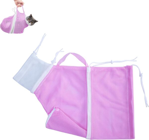 Cat Bathing Bag, Adjustable Anti-bite and Anti-Scratch Cat Shower Mesh Grooming Bag for Pet Dogs and Cats