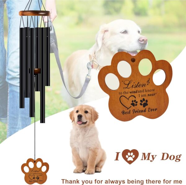 Dog Memorial Gifts for Loss of Dog - Loss of Dog Sympathy Gift, Pet Memorial Gifts for Dogs, Loving Dog Memorial, Dog Bereavement Gift, Pet Loss Gifts Wind Chimes (Black) - Image 6