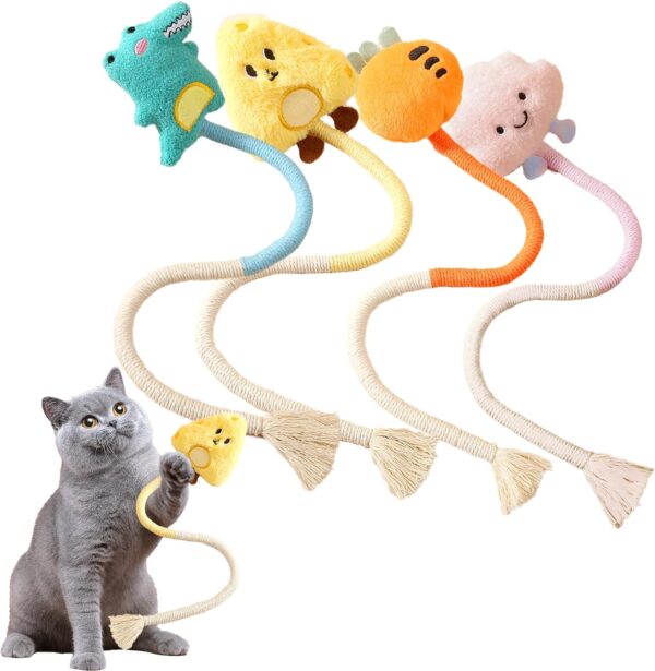 GXUANAN Anti-Bite Catnip Toy for Indoor Cats, Anxiety Relieving Chew Toy for Cats, Cleans Teeth, Promotes Digestion, Interactive Kicking Cat Toys (4 pcs), 20.86in