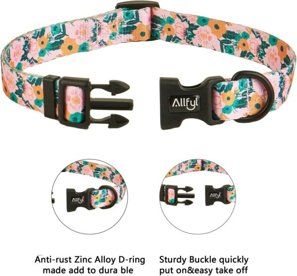 Dog Collar for Medium Dogs Floral Dog Collars with Quick Release Safety Buckle Soft Comfortable Cute Pet Collar for Girl Dog Boy Dog - Image 3