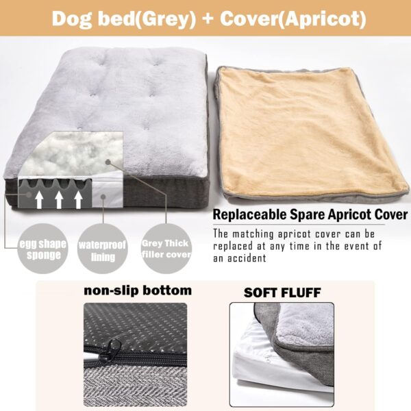 Dog Bed for Large Dogs and Medium Dogs.Dog Crate Bed,Dog Mat with Waterproof Urine Proof Liner.Luxury and Super Soft Dog Bed.with Removable and Washable Bed Cover and Lining Grey pet Bed - Image 2