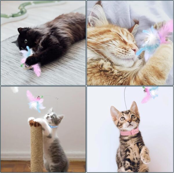 2pcs Cat Collar Toys, Silicone Feather Cat Teasing Wands with Neck Collar Adjustable Cat Wand Toys with Bell Cat Interactive Teaser Toys for Indoor Cat Playing Training - Image 7