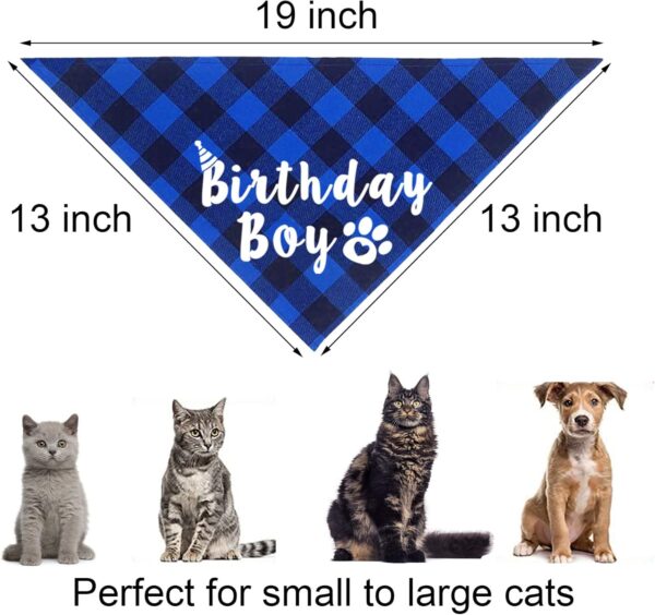 Cat Birthday Party Supplies, Plaid Cat Kitten Birthday Boy Bandanas with Cat Birthday Hat Cat Bow Tie Birthday Number for Cat Kitten Birthday Decorations - Image 5