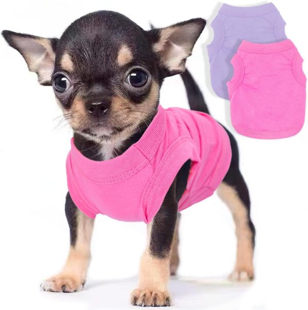 Generic 2 Pack Dog Clothes for Small Dogs Girl Summer Female Dog Shirt Teacup Yorkie Chihuahua Clothes Breathable Lightweight Soft Puppy Clothing Apparel Dog Outfit XXS,Pink,Purple, Rose,Purple