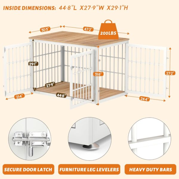 Rustic Heavy Duty Dog Crate Furniture for Extra Large Dogs, Decorative Pet House End Table, Wooden Cage Kennel Furniture Indoor, XL, White and Natural - Image 4