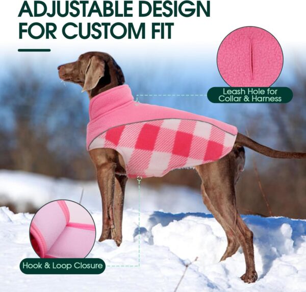 Kuoser Reversible Dog Coat, Warm Waterproof Dog Jacket, British Style Plaid Dog Winter Coats, Puppy Cold Weather Vest Windproof Outdoor Clothes Dog Snow Jackets for Small Dogs S - Image 4