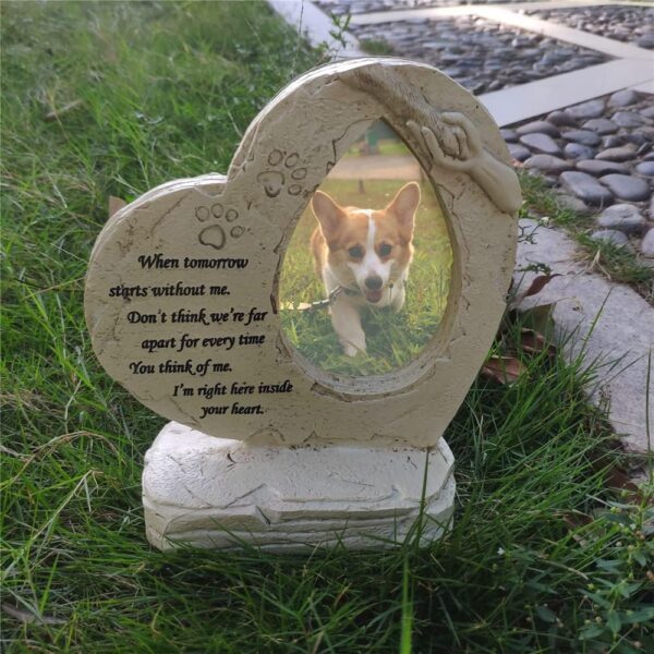 Pet Dog Memorial Stones with Photo Frame Photo Frame, Heart Shaped Pet Dog Garden Stones Grave Markers Headstones Outdoor or Indoor, Sympaty Pet Dog Memorial Gifts Loss Gifts Remembrance Gifts - Image 7