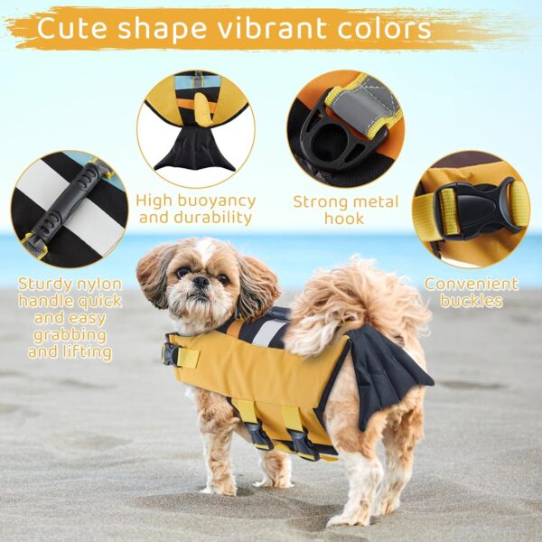 Gyuzh Dog Life Jacket for Swimming,Dog Life Vest for Swimming Boating,Dog Flotation Vest Hign Buoyancy,Shark Dog Swim Safety Vest,Dog Life Jacket with Rescue Handle for Small Medium Large Dogs - Image 2