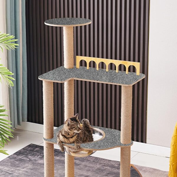 Trimmable Cat Scratching Post Carpet Covered 78.7”x15.8” Self-Adhesive Cat Tree Shelves Replacement Parts Mat Cat Scratcher for Cat Tree Shelf Shelves Steps Couch Furniture DIY Protector(Gray) - Image 6