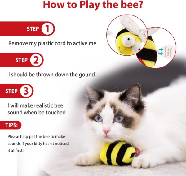 Gigwi Chirpy Bee Sound Toy for Cats, Interactive Squeaking Cat Toys Melody Chaser Play and Squeak Kitten Toy for Boredom - Image 3