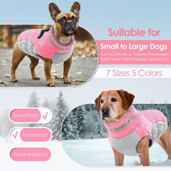 AOFITEE Dog Coat, Warm Dog Jacket Dog Winter Coats, Reflective Turtleneck Dog Fleece Vest with Harness Built in, Waterproof Windproof Dog Snow Jacket Snowsuit for Small Medium Large Dogs, Pink XS - Image 6