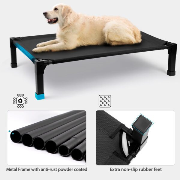 Cooling Elevated Dog Bed, Raised Dog Bed with Washable Breathable Mesh and Metal Frame, Portable Dog Cot Bed with No-Slip Feet for Outdoor and Indoor Use - Image 5