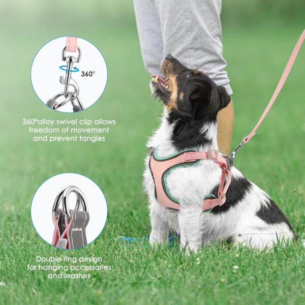 Newest Dog Harness and Leash Set, Escape Proof Soft Adjustable Vest Harnesses, Easy Control Breathable Reflective Strips Jacket, Training for Small Medium Dogs, Cats, Pink XS - Image 6