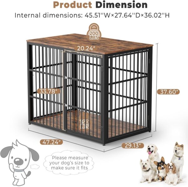 48'' Dog Crate Furniture with 3 Doors,Wooden Dog Crate End Table Heavy Duty Indoor Combination Dog Cage for Medium to Large Dogs, Multiple Units Can be Combined - Image 7