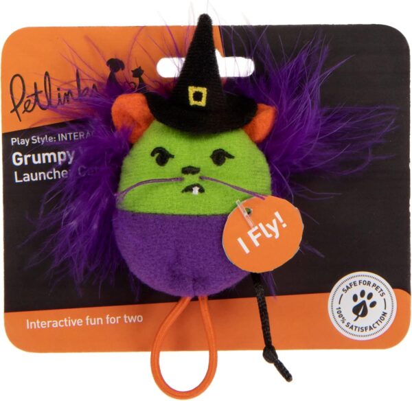 Petlinks Halloween Grumpy Witch Launcher Cat Toy - Green/Purple, One Size - Image 2