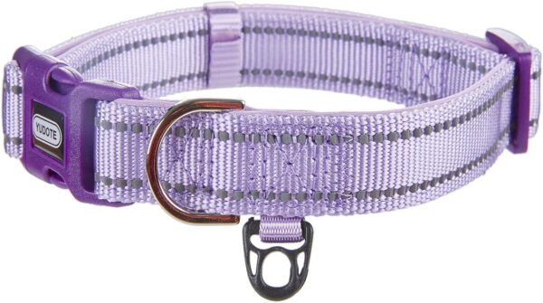 Reflective Nylon Dog Collar with Breathable Neoprene Padding,Adjustable for Medium Dogs.(Neck 13"-18.9",Lilac Purple) - Image 2