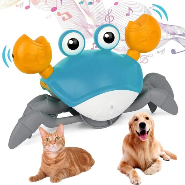 Crawling Crab Dog Cat Toys, Escaping Crab Dogs Cats Toy with Obstacle Avoidance Sensor Interactive Pet Toys with Music Sounds & Lights for Dogs Cats Dancing Crab Toys Gifts for Puppy Small Medium