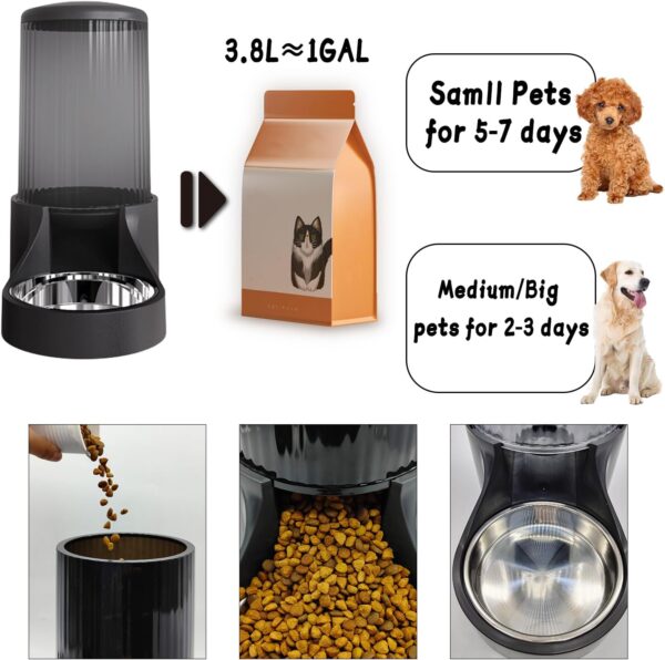 Hamiledyi Automatic Dogs Feeder and Water Dispenser Cats Gravity Food Feeder and Waterer Set with Food Bowl for Pets Puppy Kitten Rabbit(3.8L) - Image 4