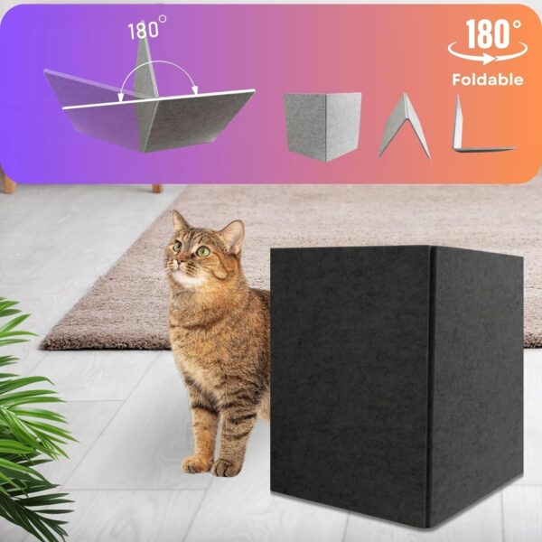 Cat Scratcher Board (2-Pack,15.7''*23.6')- Foldable and Customizable Horizontal Furniture Protector from Cats Scratching, Sturdy Guard Pads with Self-Adhesive Backing (Black) - Image 3