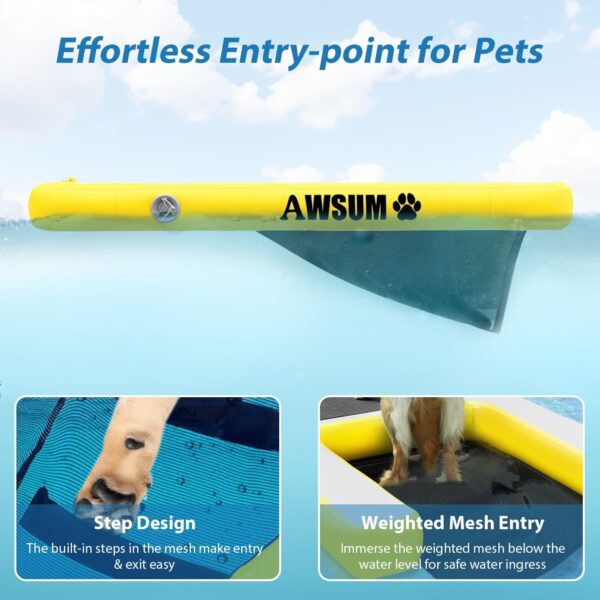 Inflatable Dog Water Ramp Pool Float Floating Ladder Steps for Dogs Safe and Easy Access to Water for Dogs Boat Ramp for Pool, Lake, Boat, Dock, with Non-Slip Pad & High Visibility - Image 5